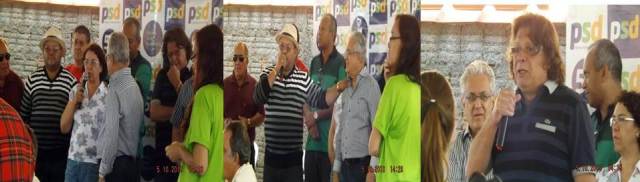 Os pré-candidatos a deputado estadual pelo partido Rosely Moraes, Giácomo Costanti e  Marcos Eduardo Andrade