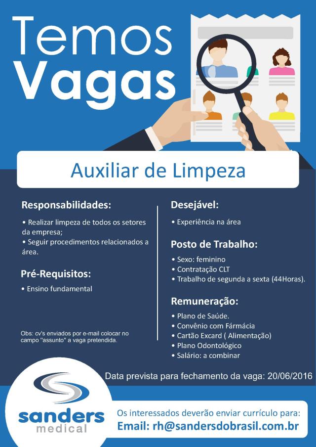 Vagas Auxiliar de Limpeza